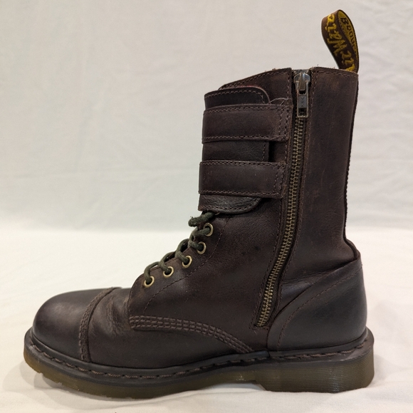 Dr. Martens Brock Lace Up Double Buckle Zip Utility Combat Unisex Boots 9M/10L - Picture 5 of 16